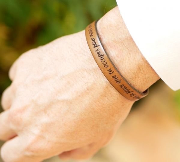 engraved leather bracelet for men