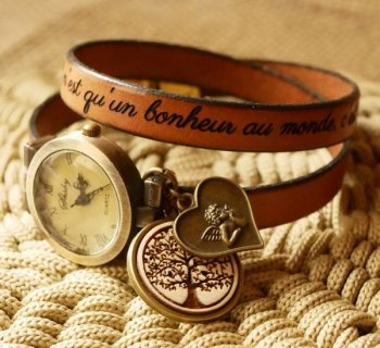 personalized engraved leather watch