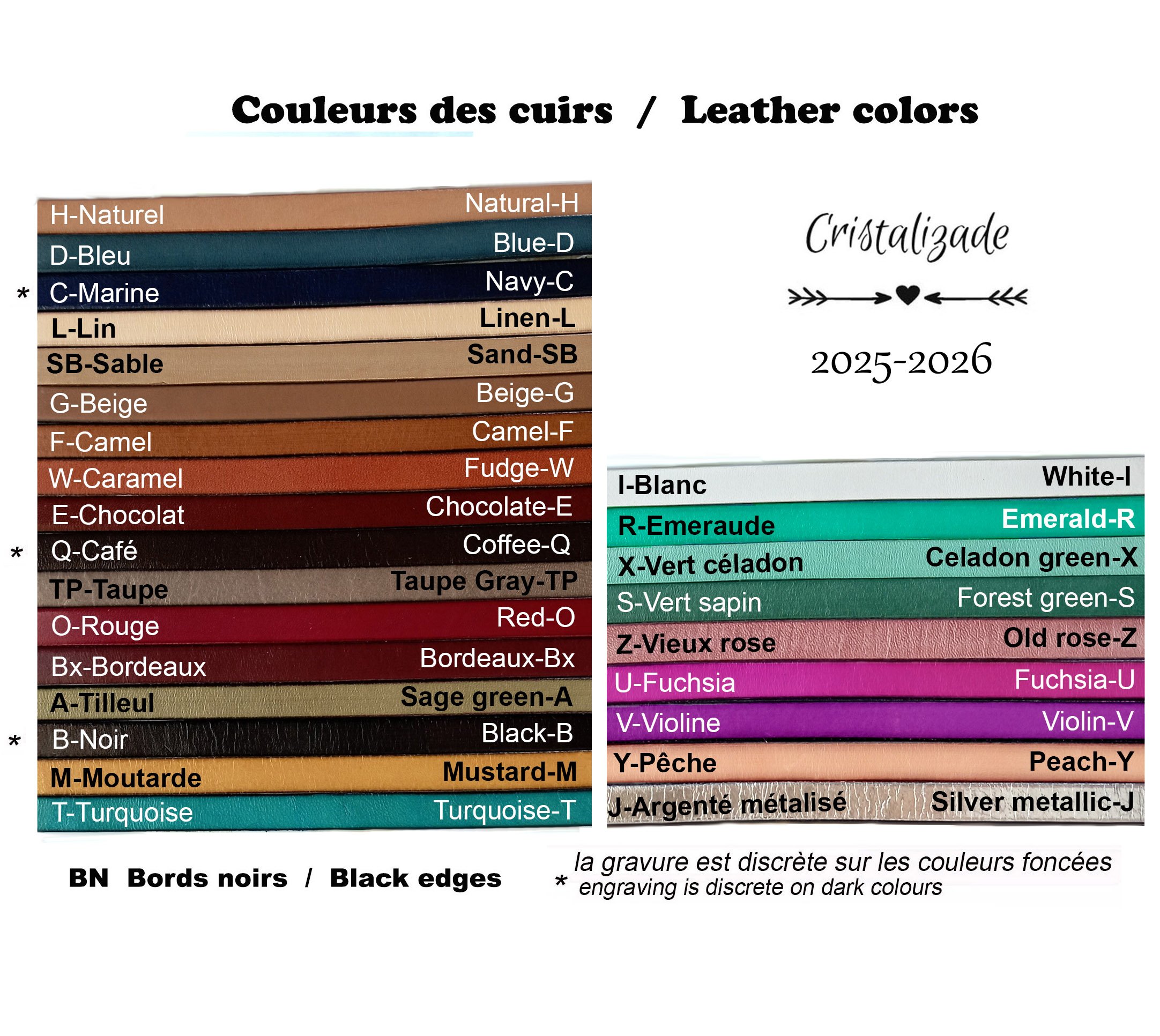 Two-tone leather bracelet customizable by color and engraving 