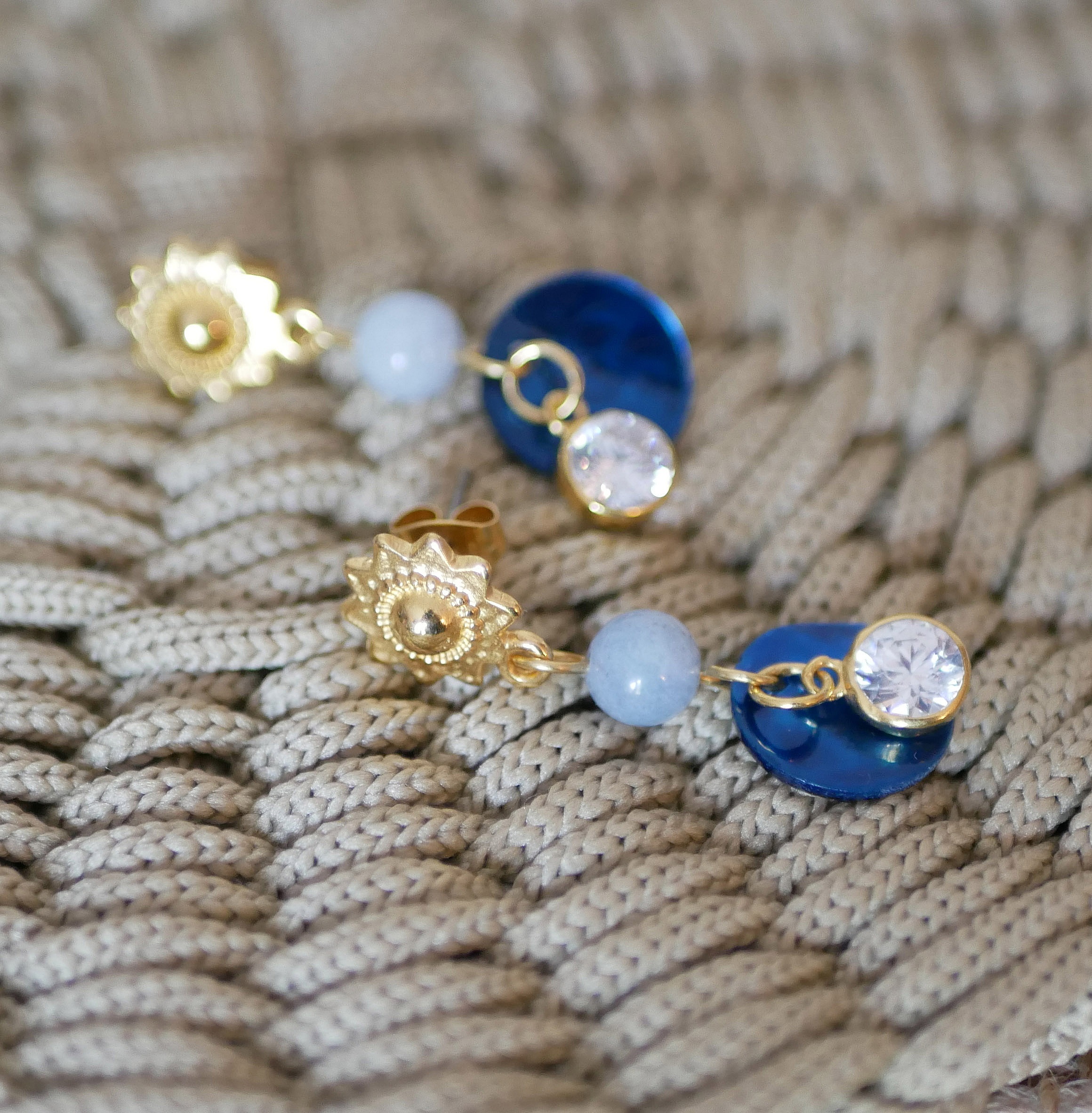 Earrings "Les nacr&eacute;es" collection Blue