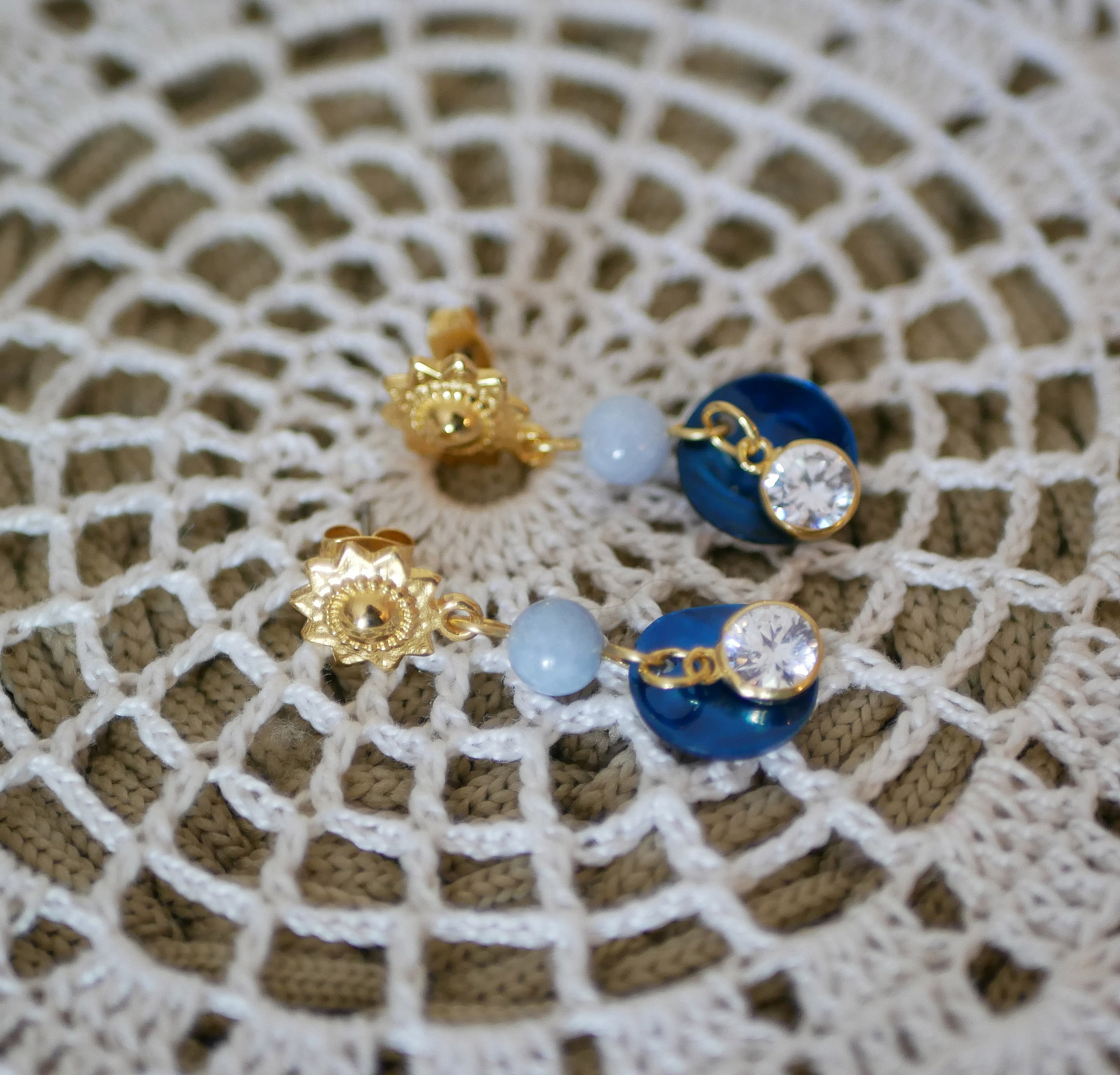Earrings "Les nacr&eacute;es" collection Blue