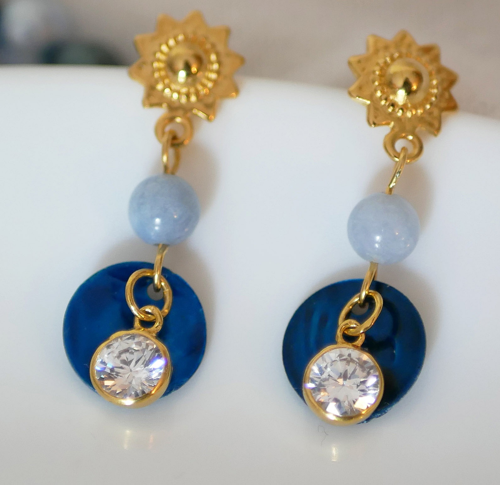 Earrings "Les nacr&eacute;es" collection Blue