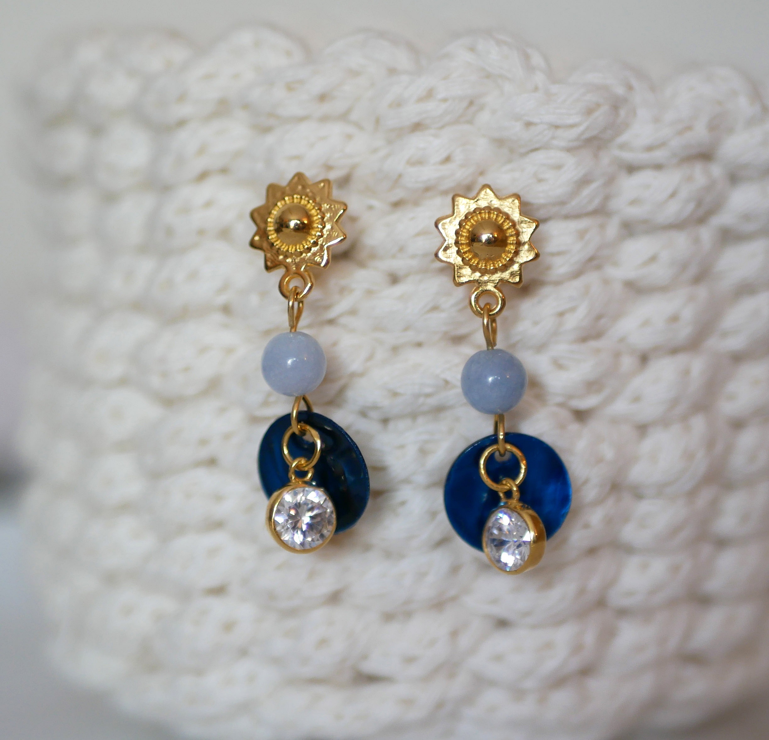 Earrings "Les nacr&eacute;es" collection Blue