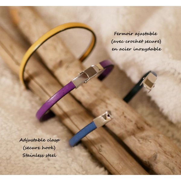 Metal bracelet bar in leather double turn 