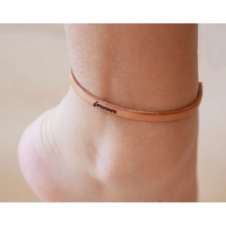 Fine leather anklet to be personalized by engraving