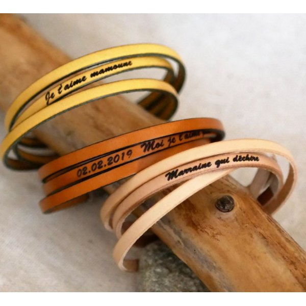 Customizable fine leather ankle bracelet 3 turns