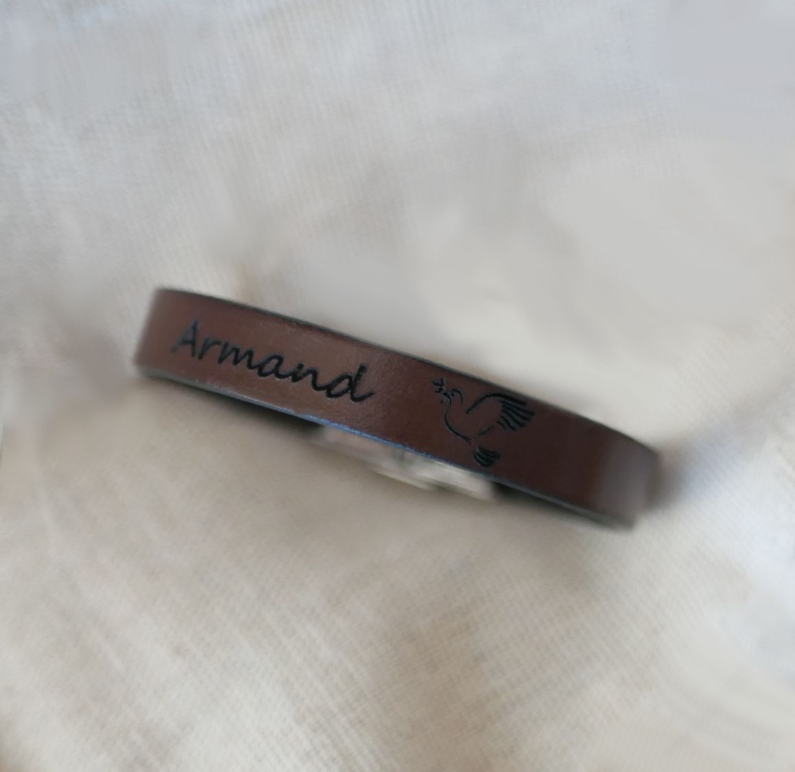 Leather bracelet for communion or baptism personalized with the first name 
