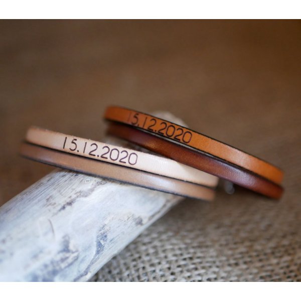 Customizable double color leather bracelet for men or women