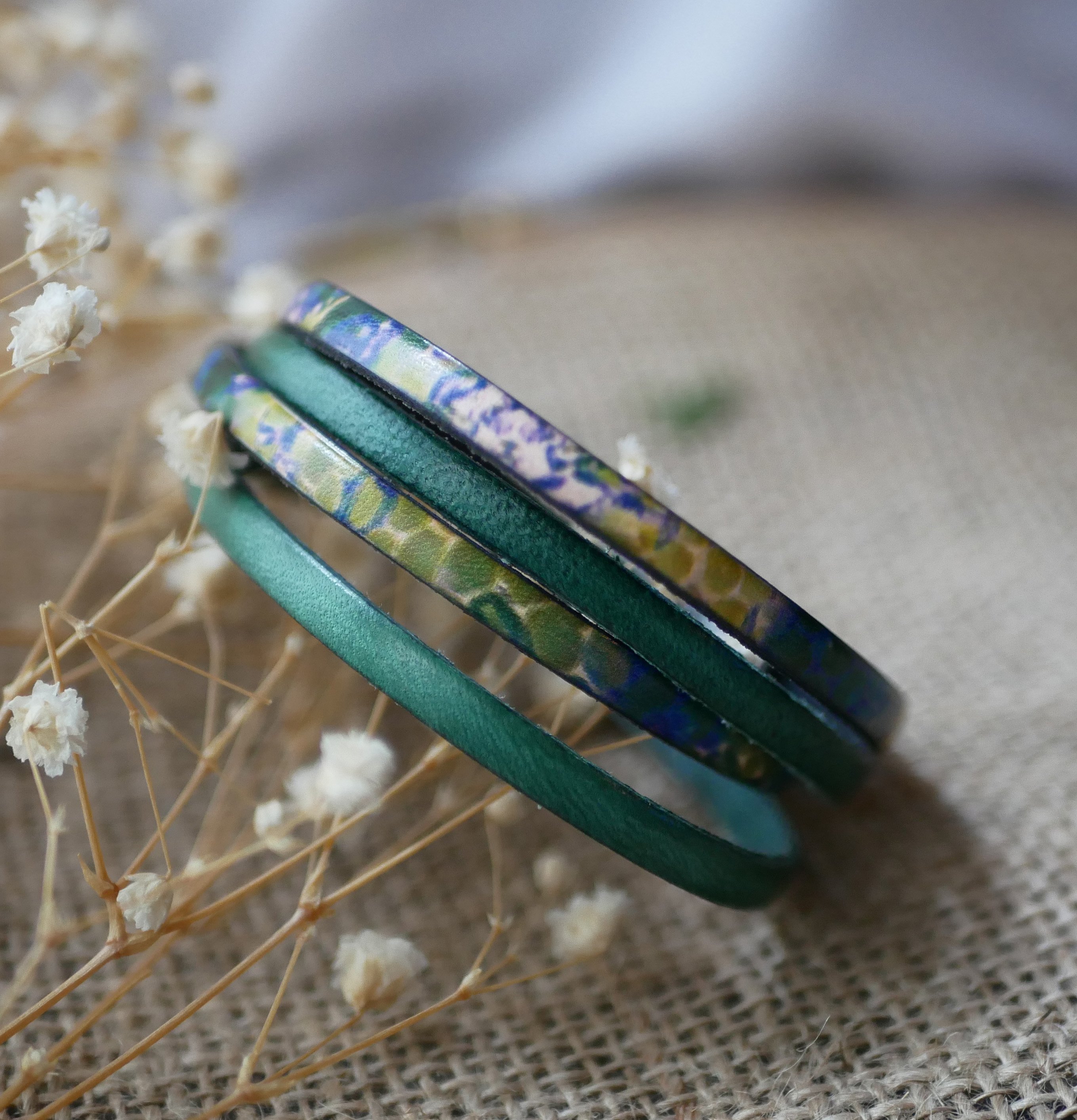 Impressionist printed leather bracelet to personalize