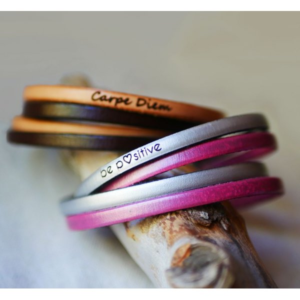 Double leather bracelet in duo to be personalized by engraving