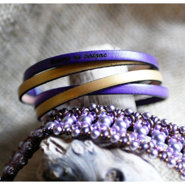 Double leather bracelet in duo to be personalized by engraving