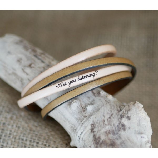 Double leather bracelet in duo to be personalized by engraving