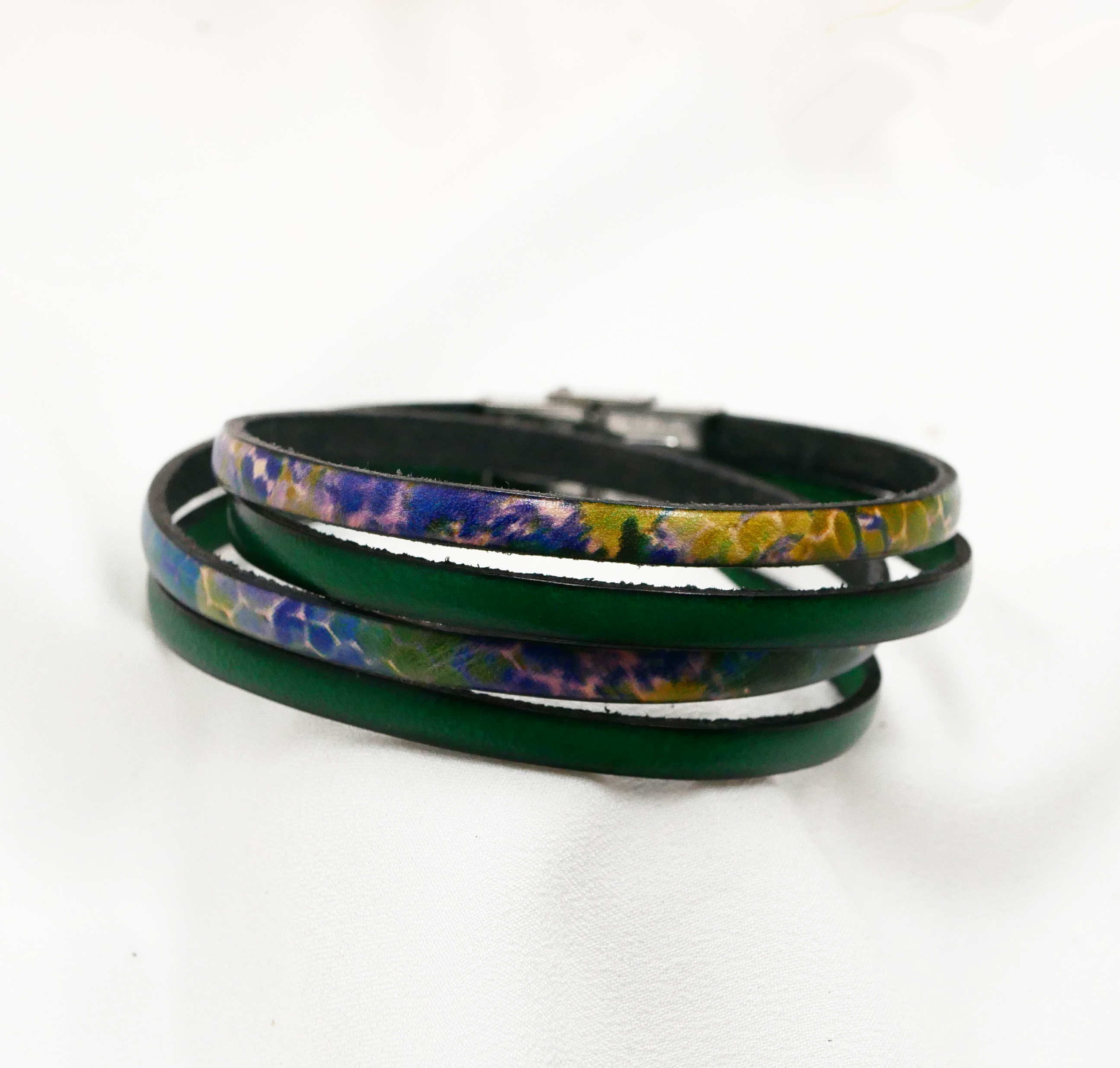 Impressionist printed leather bracelet to personalize