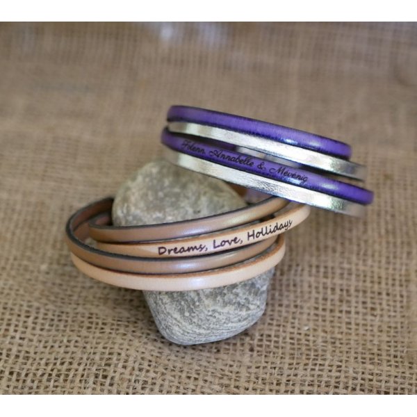Double leather bracelet in duo to be personalized by engraving