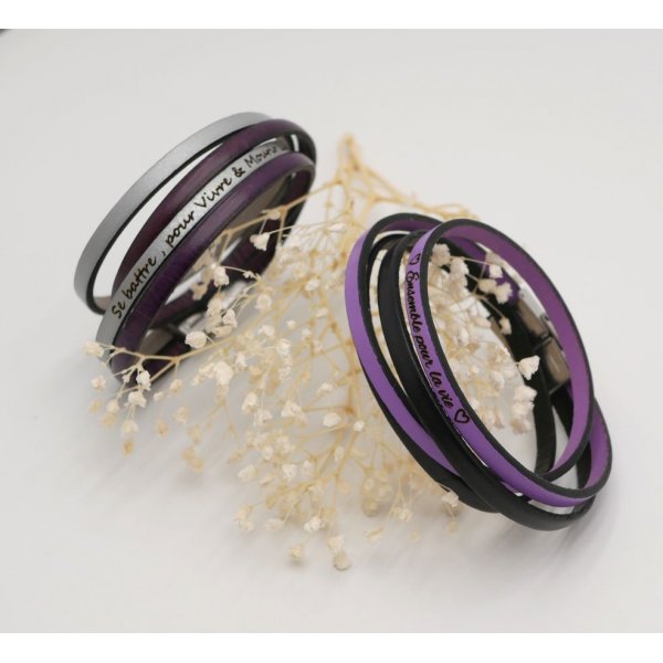 Double leather bracelet in duo to be personalized by engraving