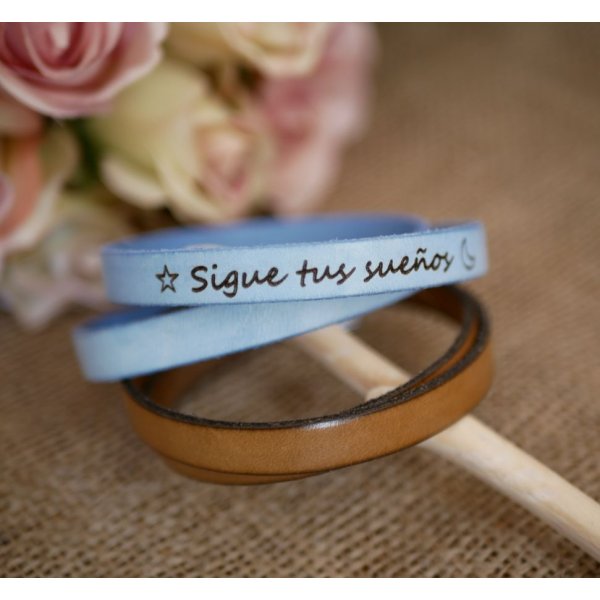 Daddy's double-turn leather bracelet customizable by engraving