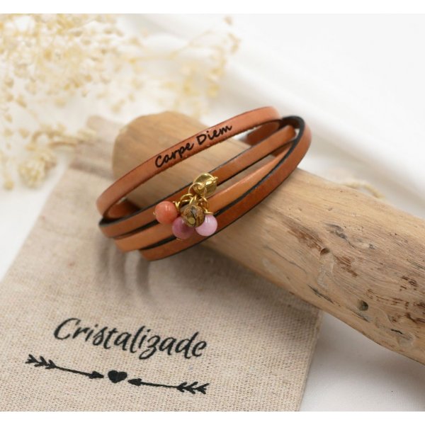 Leather bracelet duo pendant beads to customize
