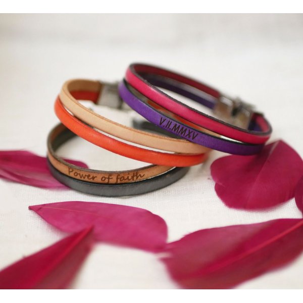 Customizable double color leather bracelet for men or women