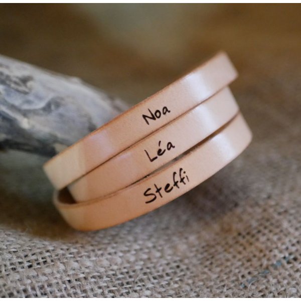 Leather bracelet woman triple turn to customize color and engraving 