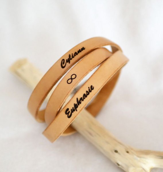 Leather bracelet woman triple turn to customize color and engraving 