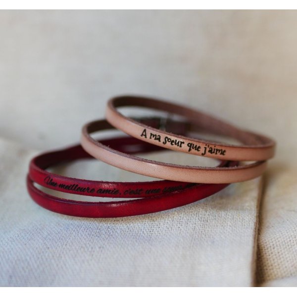 Fine leather bracelet in 2 turns for man or woman to customize