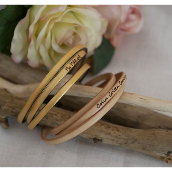 Customized fine leather bracelet 3 turns for women
