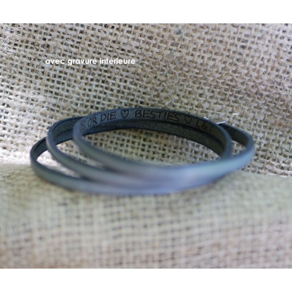 Customized fine leather bracelet 3 turns for women