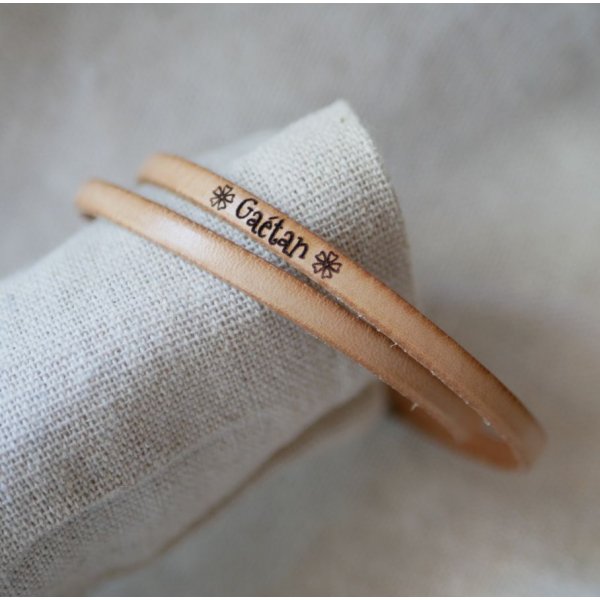 Fine leather bracelet in 2 turns for man or woman to customize