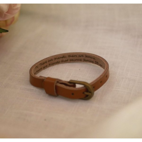 Engraved leather bracelet single turn to personalize mixed adult child
