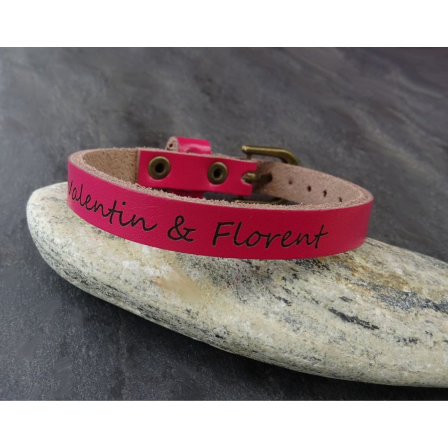 Engraved leather bracelet single turn to personalize mixed adult child