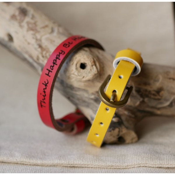 Engraved leather bracelet single turn to personalize mixed adult child