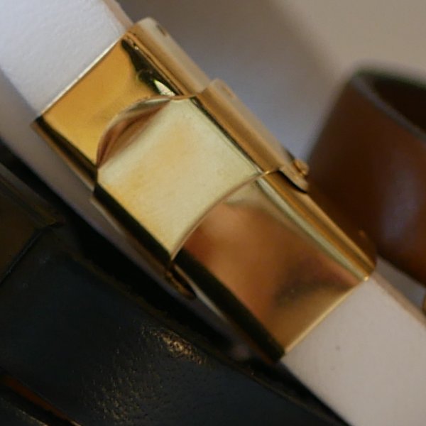 Leather bracelet large gold ring customizable 3 turns of the wrist