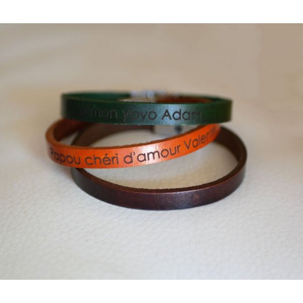 Mixed leather bracelet 9mm adjustable clasp