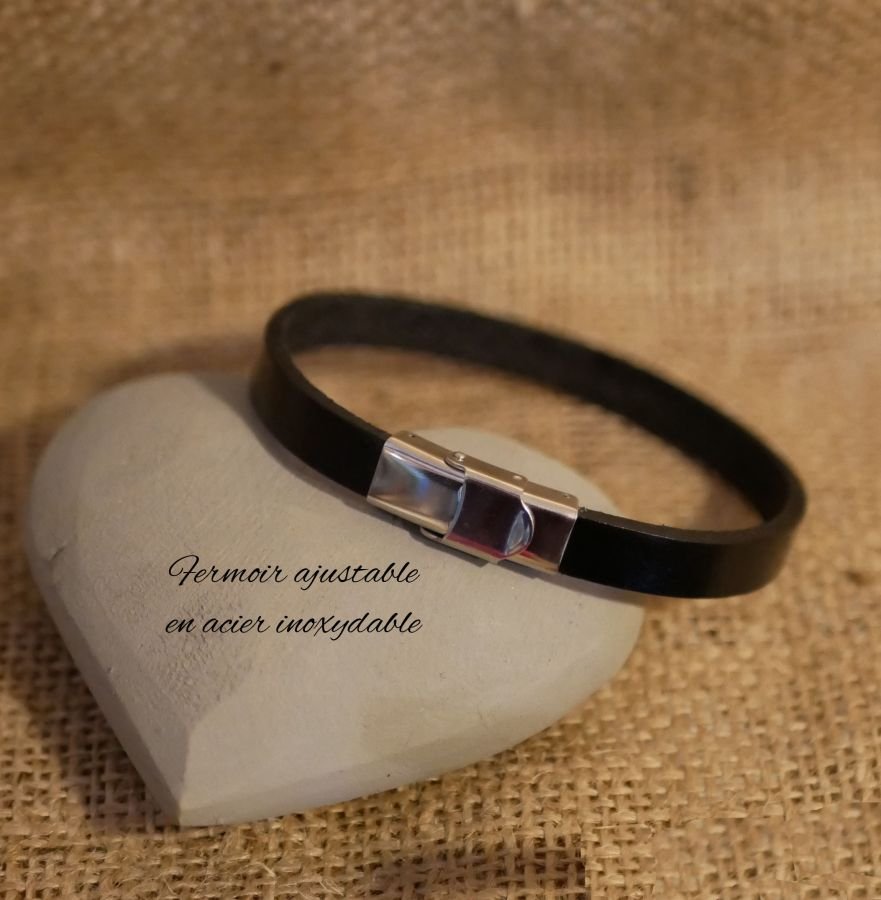 Mixed leather bracelet 9mm adjustable clasp
