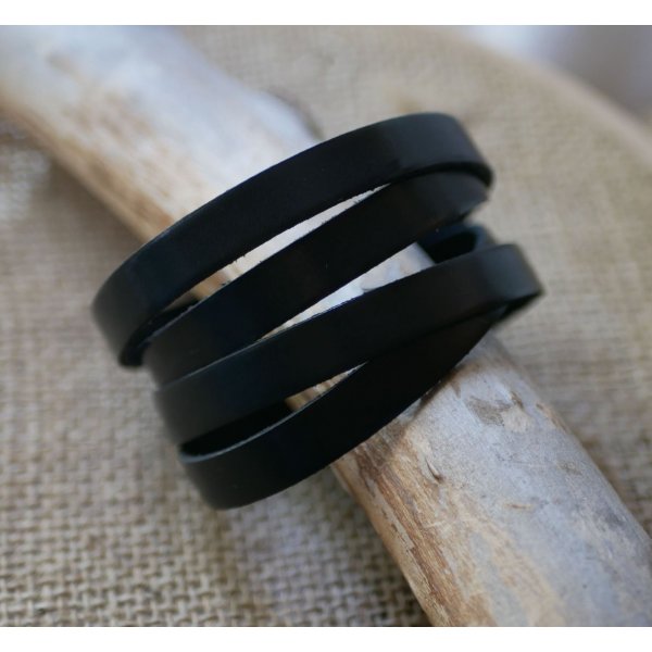 Leather bracelet 4 turns of wrist for man customizable by engraving