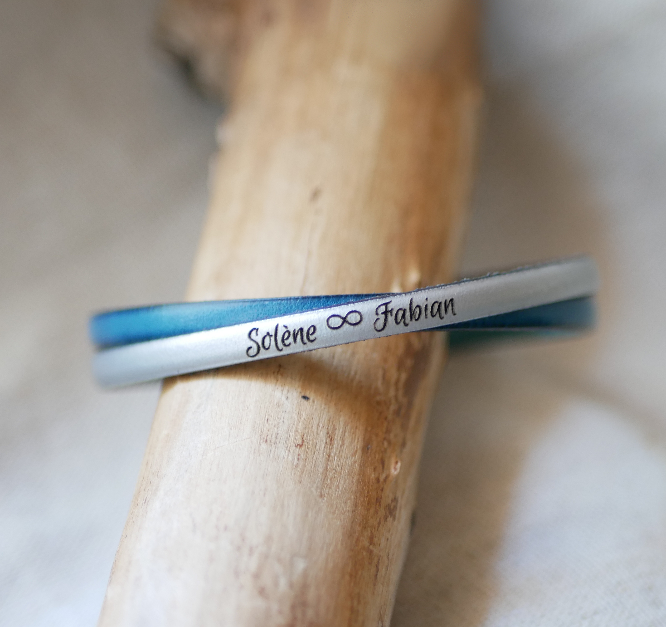 Leather duo bracelet Twist customizable mixed woman or man