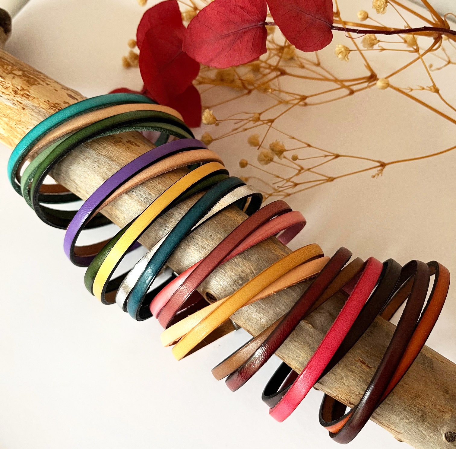 Leather duo bracelet Twist customizable mixed woman or man