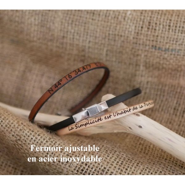 Women's fine leather bracelet with Impressionist print