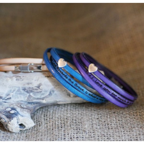 Customizable leather bracelet woman multi turns silver heart decoration