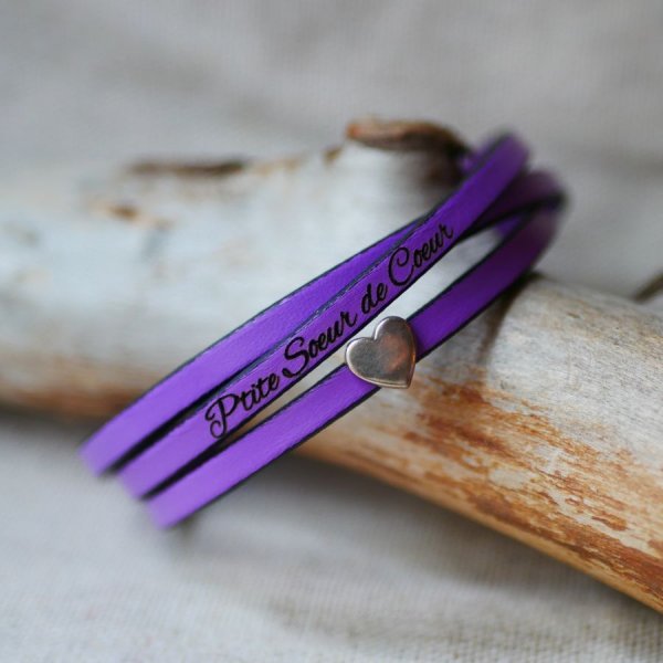 Customizable leather bracelet woman multi turns silver heart decoration