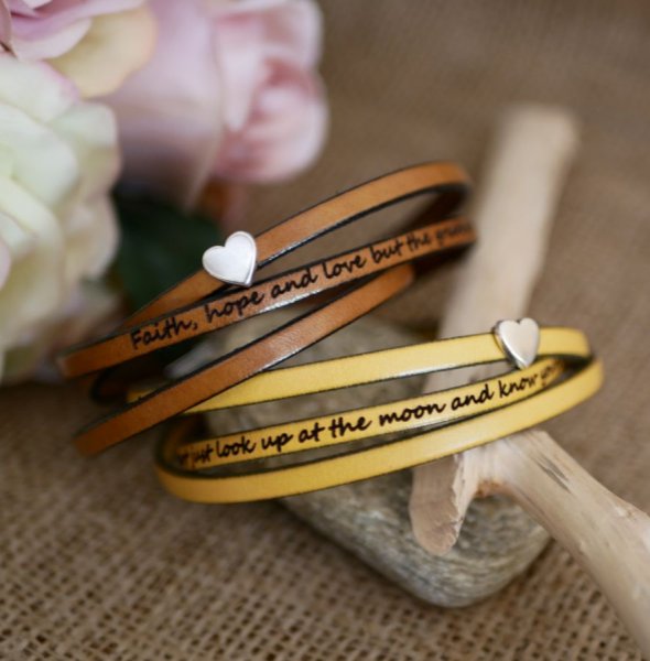 Customizable leather bracelet woman multi turns silver heart decoration