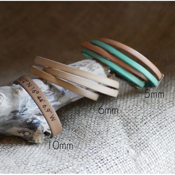 Leather bracelet woman 3 turns personalized medium width