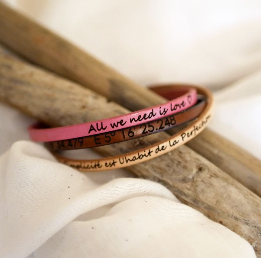 Customizable fine leather bracelet for women 