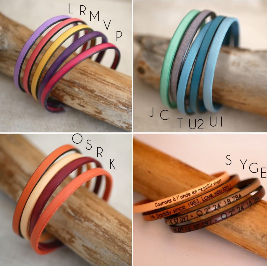 Customizable fine leather bracelet for women 