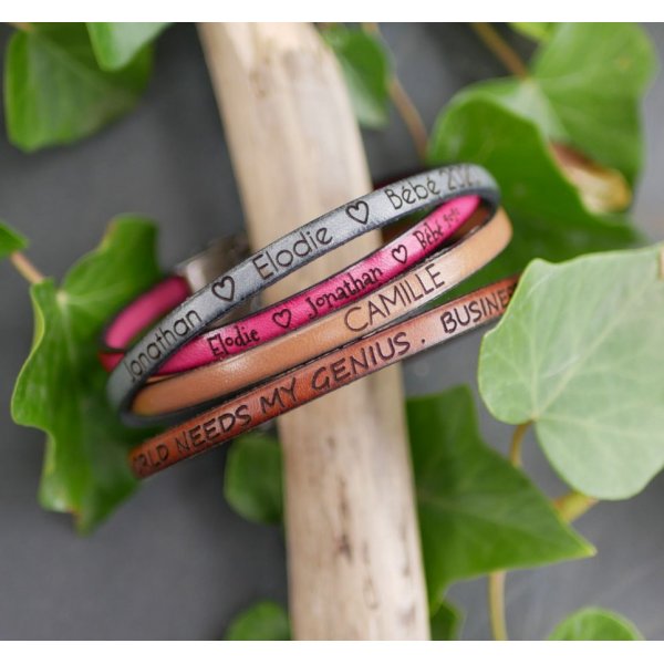 Customizable fine leather bracelet for women 