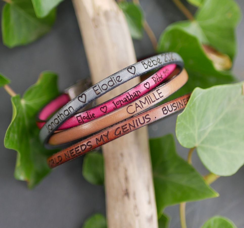 Customizable fine leather bracelet for women 