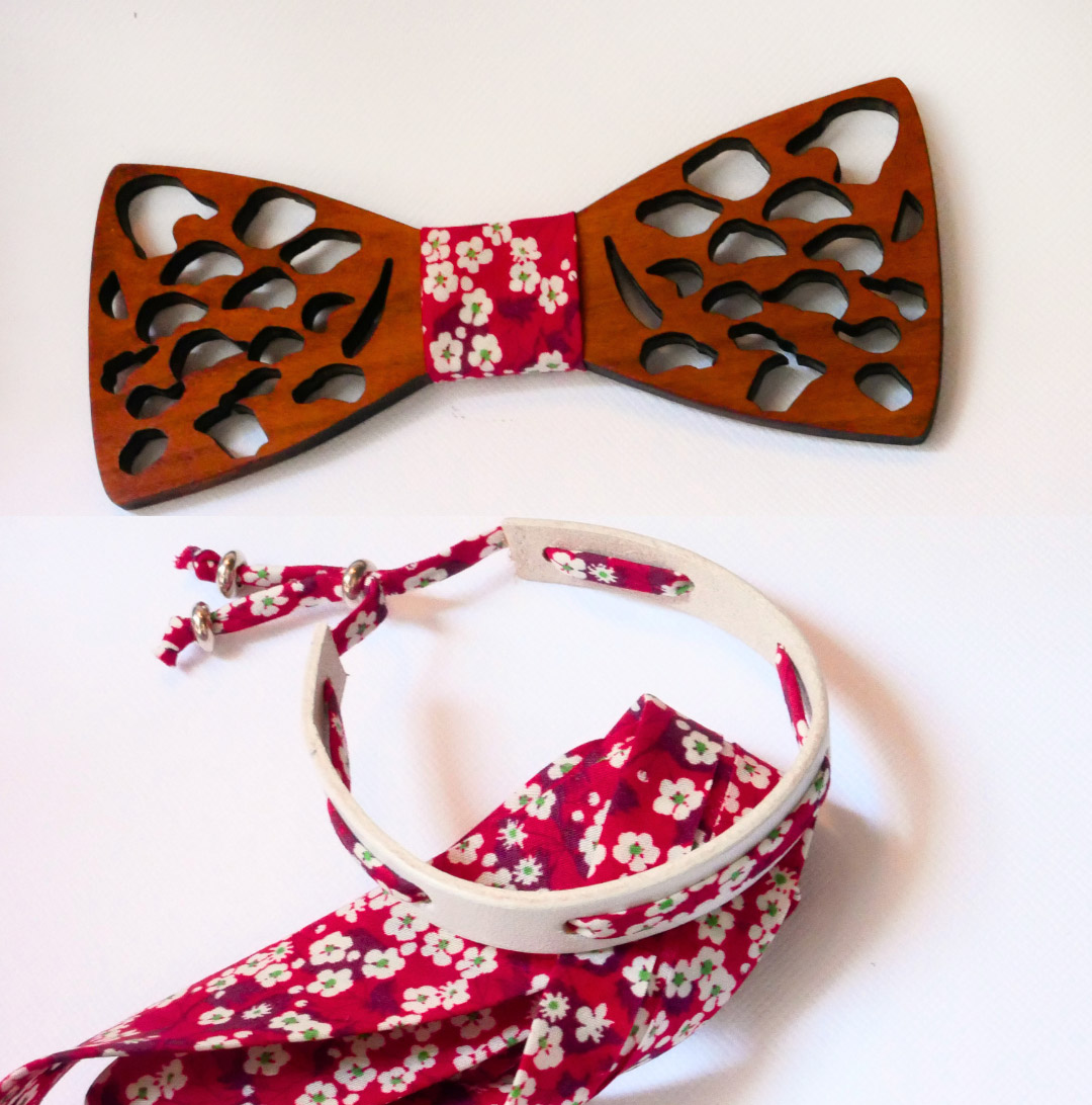 Florâme bracelet with red Misti liberty ribbon on white leather