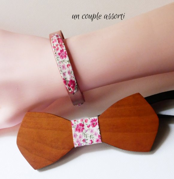 Women's bracelet trio leather &amp; liberty pink flowers 