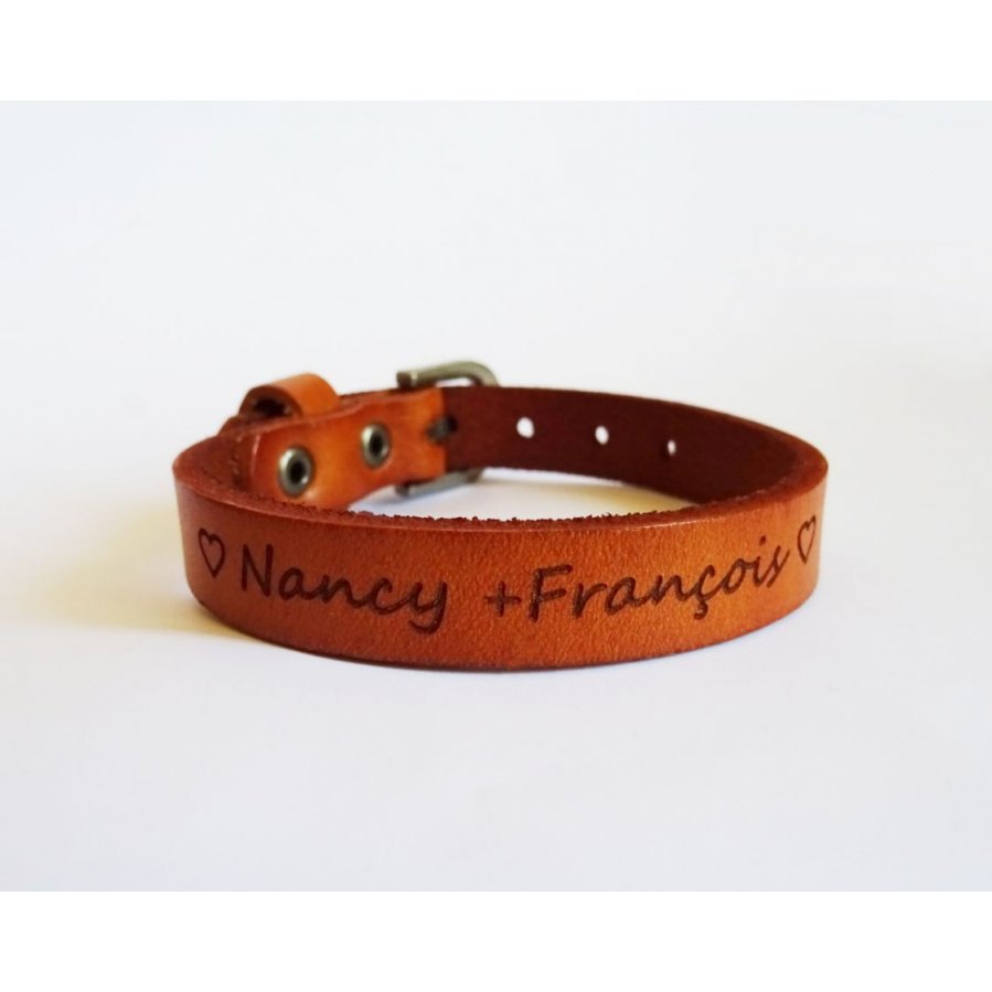 Men's leather bracelet Camel engraved to personalize 