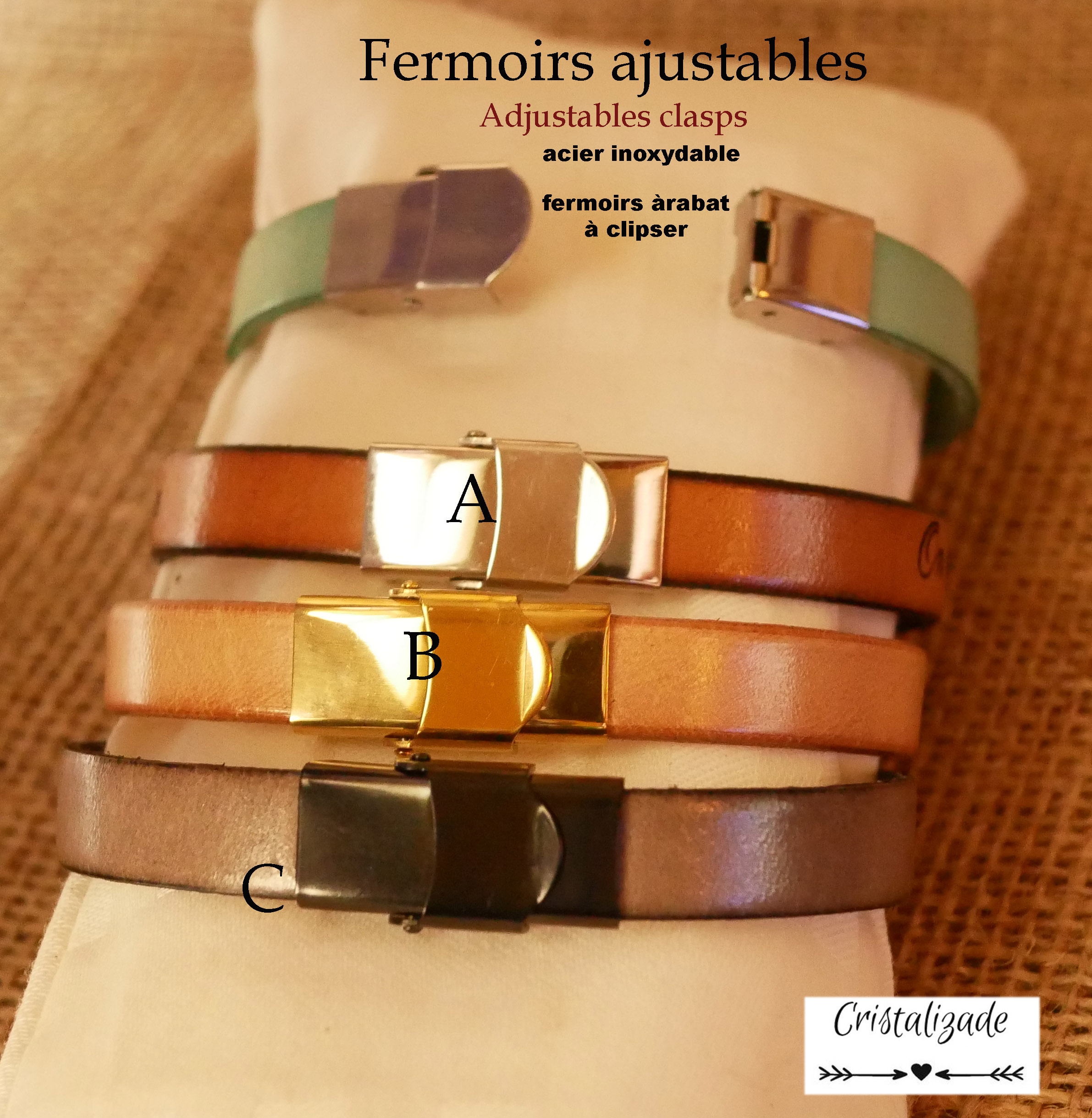 Men's bracelet in leather duo customizable by engraving